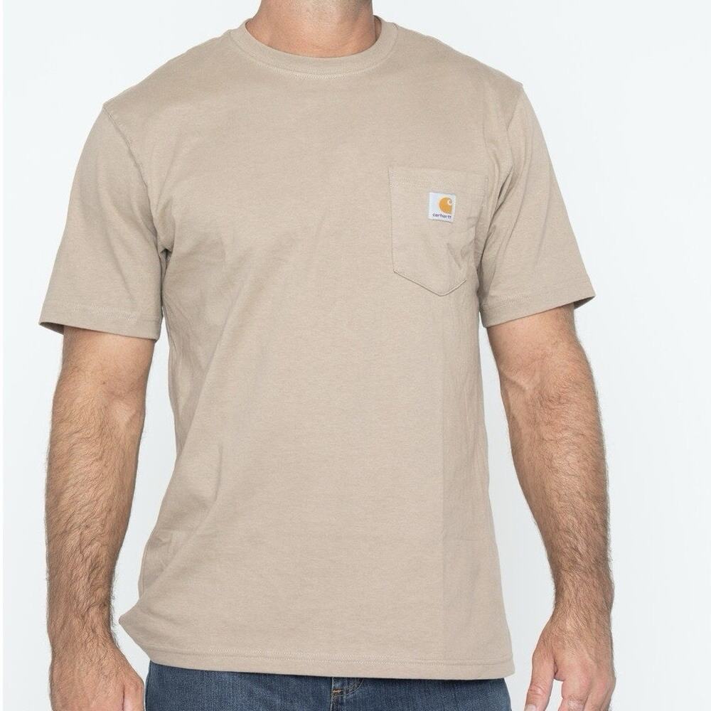 Carhartt Shirt Mens XL Beige Tan Chore Workwear Short Sleeve Tee Original Fit